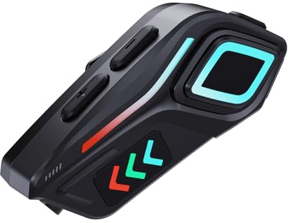 Jectse Auriculares Bluetooth de Motocicleta, Altavoz de Casco Impermeable IP65 con Iluminación LED, Auriculares de Casco con Micrófono de Cancelación de Ruido para Llamadas a Mano
