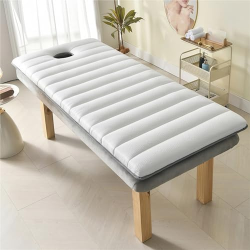 Bett-Matratzen Auflage mit Memory-Schaum Verdickte, Schönheitssalon-Bettmatratze Weiche und Atmungsaktive, mit Atemloch für Spa Hauptbadekurort, Ohne Bett(White,185 x 70 x 6 cm)