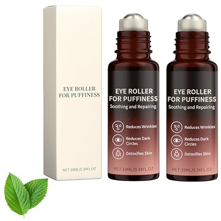 Retinol & Vitamin C Augencreme mit Augenroller - Gegen Falten, Tränensäcke & Augenringe - Anti Aging Serum zur Straffung & Pflege der Augenpartie - Für müde Augen, Tages & Nachtpflege (2pc, 20ml)