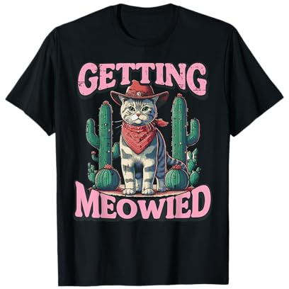 Chat Cactus Getting Meowied Drôle Chaton Meme Hommes Femmes Enfants T-Shirt