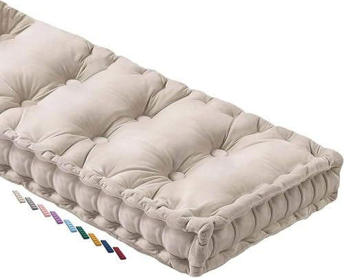 uyeoco Coussin de Banc Exterieur Intérieur 100x40/120x40/150x50/180x50cm Banc Assise Coussin 8-10cm Jardin Coussin D'assise Epais Coussin de Sol Canapé pour Maison Patio Balançoire(Beige,35x120cm)