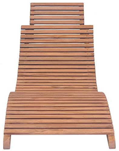 Genérico Lettino Prendisole Pieghevole in Legno Massello di Teak,Marrone,11.7kg,44666