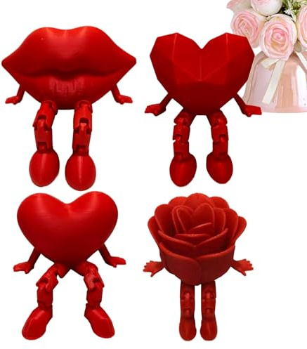 Cuore stampato 3D Fidget – Decorazione articolata da scrivania per San – Modello ornamentale da tavolo | per bambini, adolescenti, adulti, collezionisti, libreria, davanzale, comodino