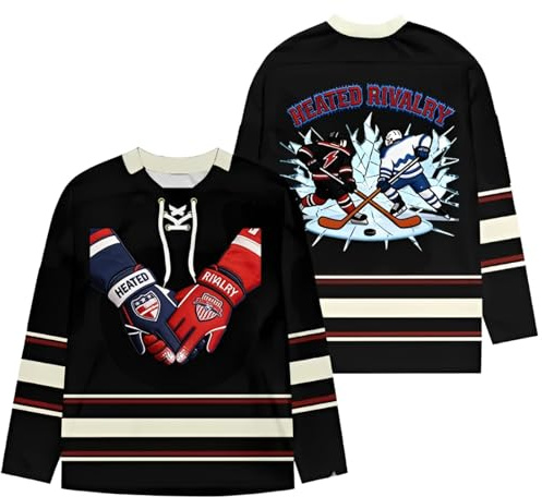 Heated Rivalry Merch Hockey Jersey Unisex Long Sleeve V-Neck Sports Jersey Hudson Williams & Connor Storrie Fan 09-Dark Gray XL
