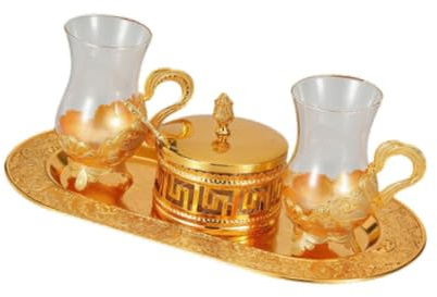 Sharplace Service à café Turc Comprenant des Tasses à café décoratives multifonctionnelles gravées et Un Plateau pour la Table des fêtes