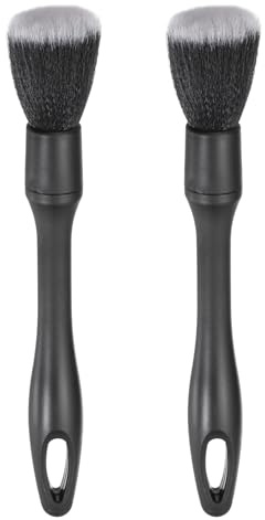 QUARKZMAN 2 Pcs Cepillo De Limpieza para Auto Cerdas PBT 8.5 Limpiador De Automóvil Sin Rayones para Exterior Interior Tablero Ruedas Rejillas De Aire Negro