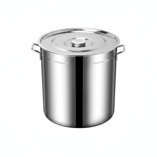 ＡＷＨＡＯ Cubo de Acero Inoxidable con Tapa Fondo Engrosado Olla de Acero Inoxidable Multifuncional Olla Sopera Grande para Rtauran, Diámetro 40cm Altura 40cm 50L