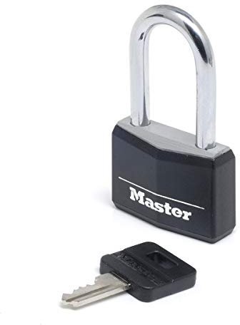 Master Lock 9140EURDBLKLF Lucchetto a Chiave in Alluminio Rivestito con Medio Archetto, Nero, 4 x 7.6 x 1.3 cm