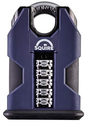 Henry Squire Stronghold 5 Wheel Closed Shackle Combi Hardened Steel Padlock with Weather Cover