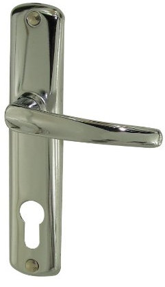 DT 2000 204035 Poignée de porte sur plaque Blois zamak sur acier chrome cylindre 165