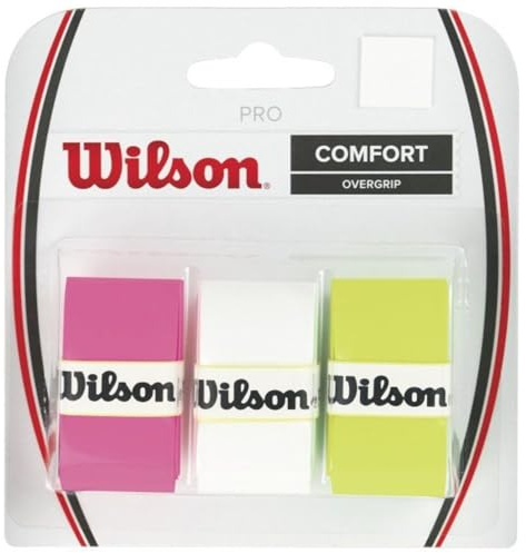 Wilson Pro Overgrip-Comfort 3pk-assorted-white/green/pink