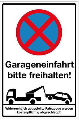 WANDKINGS Hinweisschild - Garageneinfahrt Bitte freihalten! - stabile Aluminium Verbundplatte - Wähle eine Größe - 40x30 cm