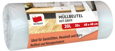 10 x 20 Stück Müllbeutel mit Trageschlaufe 20 Liter, 48 x 48 cm, auf Rolle