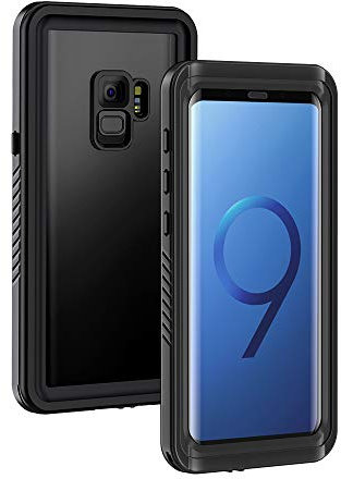 Lanhiem kompatibel mit Samsung Galaxy S9 Hülle, IP68 Wasserdicht Handyhülle 360 Grad Schutzhülle, Stoßfest Staubdicht Outdoor Panzerhülle mit Eingebautem Displayschutz, Schwarz