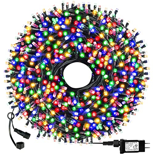 OUTYLTS Christmas String Lights End-to-End Plug 8 Modes 108FT 300 LED IP55 Outdoor Waterproof UL Certificated Indoor Fairy Lights Garden Wedding Christma Trees Parties Decoration Multicolor