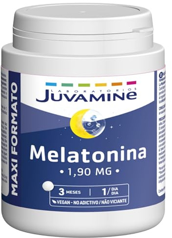 JUVAMINE Melatonina 1,9 mg, Conciliación rápida del sueño Descanso, 3 meses | Sueño reparador y de calidad, relajación, equilibrio nervioso, noche completa, no causa dependencia, fabricado en Francia