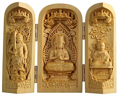 Ulalaza Estatua de Buda de boj, Tallas de Madera Maciza, Caja de casillero Tallada, decoración de Escultura