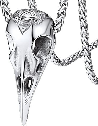 FaithHeart Edelstahl Punk Viking Wolfskopf Anhänger Bäre Halskette Wikinger Anhänger Nordischer Schmuck Amulett mit 55cm lang Weizenkette mit Geschenkebox für Geburtstag Weihnachten