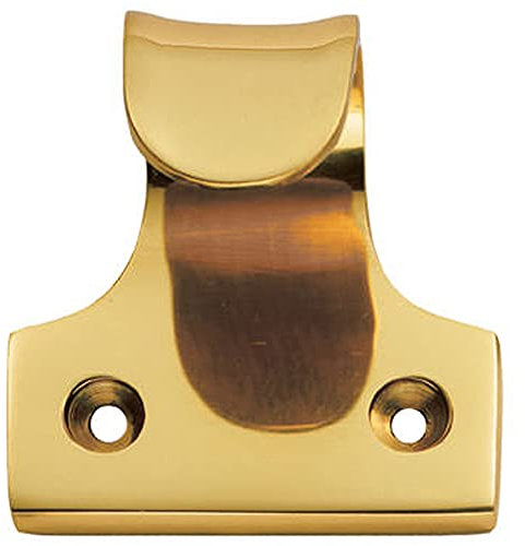 Cast Sash Window Lift - 32mm Fixing Centres - 48 x 45mm - Polished Brass | Sliding Sash Window Fitting - Traditional Style Pull Lift Window Handle - Sash Window Fixture