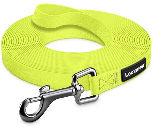 Looxmeer Träningskoppel för Hundar, 3m / 5m / 7m / 10m / 15m / 20m / 25m / 30m Robust Hundkoppel med Förvaringsväska, Neongul