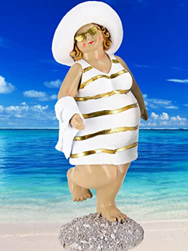 Pommerntraum ®| mollige Badelady - Maritime Badenixe - üppige Dame - Nana - Dekorations-Figur Sammlerfigur Badezimmerdekoration Sophia (Gold)