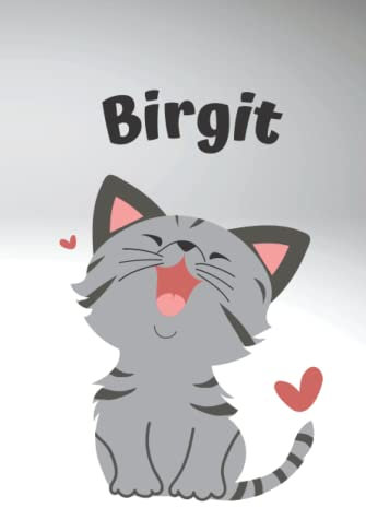 Birgit | personalisiertes Notizbuch | Katze | DIN A5, 120 Seiten, Dots, Hardcover | Notes