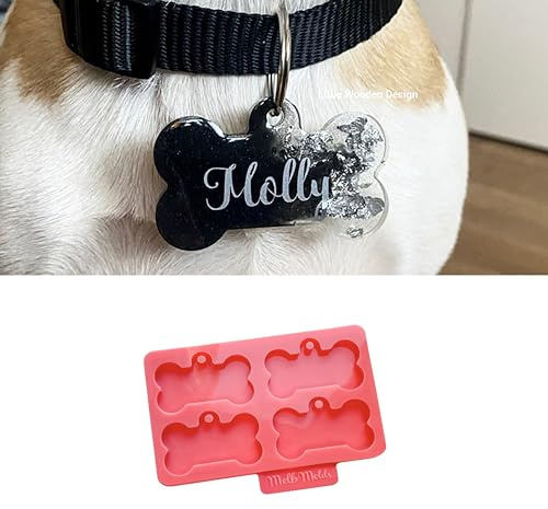 MelbMolds Hunde-Knochen-Anhänger-Silikonform für Epoxyharz - Große Größe - Erstellen Sie personalisierte Haustier-ID-Anhänger und DIY-Hundemama-Schlüsselanhänger.