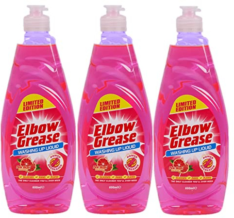 3 x 600ml Elbow Grease Washing Up Liquid Pink Blush Limited Edition