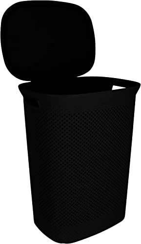 Koopman Wäschekorb mit Deckel, 35 Liter Fassungsvermögen, Schwarz