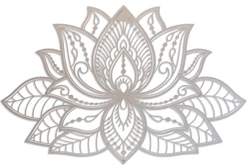 Colorfull Worlds 3D Mandala Metall Wanddekoration | Lotusblume Dekoration für Zuhause | Bürodekoration | Wohnzimmer Dekor | Neujahrsgeschenk | (43,2 x 27,9 cm | 43 x 27,5 cm, Silber)