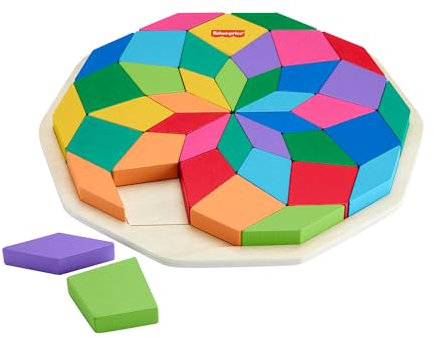 Fisher-Price Vorschulspielzeug Holzpuzzle mit geometrischem Mandala-Design, 40-teiliges Holzpuzzle für Kinder ab 3 Jahren, HXT94