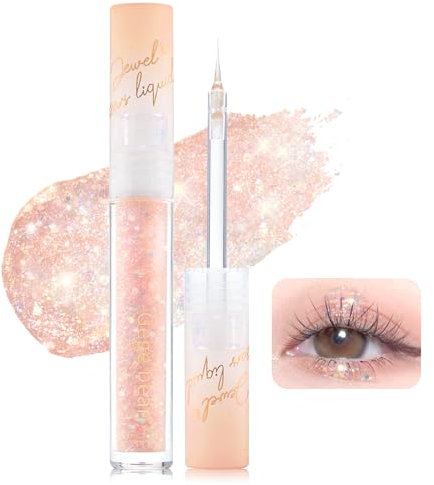 Erinde Liquid Glitter Eyeliner, Flüssiger Metallic Eyeliner Pen, Shimmer Glitzer Eyeshadow Liner, Highly Pigmented & Wasserdicht Coloured Eye Liner Pencil, Korean Augen Highlight Makeup