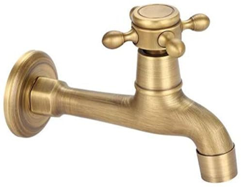 Grifo Montado en la Pared, Grifo de Cinta de Agua Fría Individual Alargado de Cobre Vintage para Baño, Lavandería, Cocina, Fregadero, Fregona, Piscina