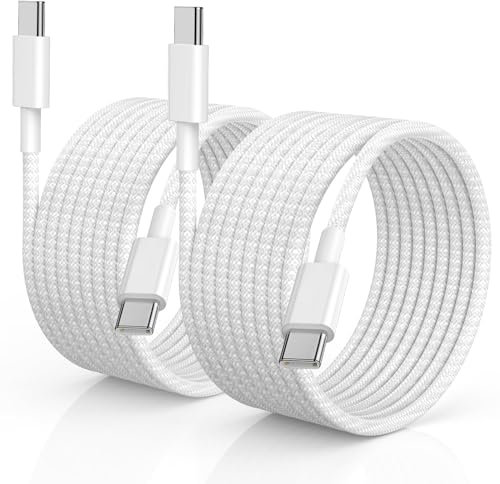 Cavo di Ricarica USB-C 60W (2 Metri), 2 Pezzi Tipo C Nylon Carica Rapida per iPhone 16/15/15Pro/15Pro Max, MacBook, iPad Pro/mini, Samsung S23/S22