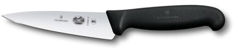 Victorinox Fibrox Kochmesser, Kleines Universalmesser für Obst und Gemüse, 12 cm, Gerade Klinge, Scharf, HACCP geeignet, Rostfreier Stahl, Schwarz