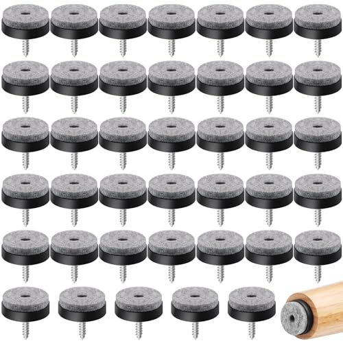 Tanstic Lot de 40 patins en feutre à visser de 2,4 cm pour meubles, patins antidérapants en feutre pour pieds de chaise, protection de sol, patins en feutre avec vis pour chaise, table, canapé (noir)