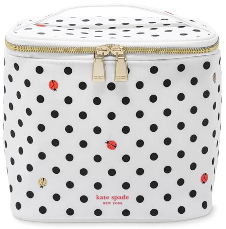 kate spade new york Insulated Lunch Tote, Small Lunch Cooler, Cute Lunch Bag for Women, Thermal Bag with Double Zipper Close and Carrying Handle, Ladybug Dot