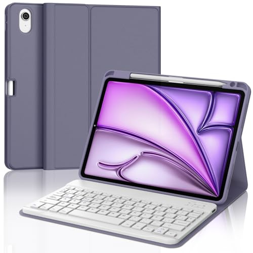 IVEOPPE Funda Teclado iPad Air 11 M4 2026/M3 2025/M2 2024, Cover Teclado Español Ñ Bluetooth Magnética Desmontable para iPad Air 11 Pulgadas M4/M3/M2, Púrpura Lavanda