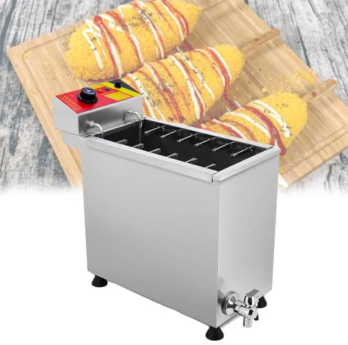Kindevieft 25L Corn Dog Fryer, Cheese Hot Dogs Sticks Frying Machine, Corndog Maker Machine, Commercial Electric Deep Fryer for Restaurant, Store, Kitchen, Home, 12 pcs Sausage
