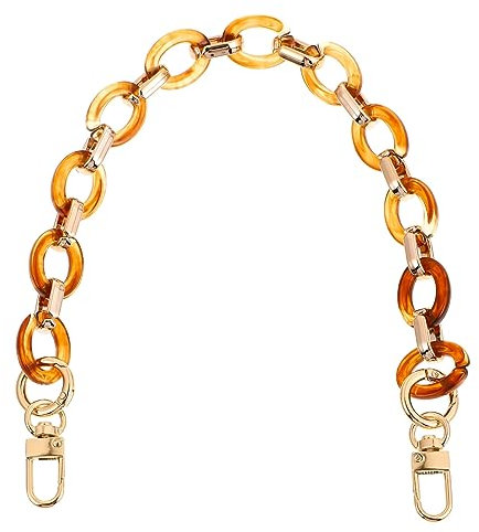 Gogogmee Resin Taschenkette Für Damen Abnehmbarer Schulterriemen in Bernsteinfarbe Selbstgemacht Geldbörsen Griffkette 38cm Für Umhängetaschen Und Clutches