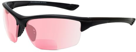 Medspex Wraparound Safety Glasses with Integrated Readers – Anti Fog UV Protection Lenses | Protective Wraparound Eyewear for Work & Outdoor Use | Magnification 3.00x & Gloss Black Fl41 Pink