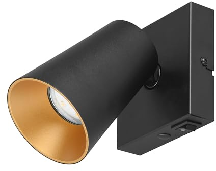 Trio Leuchten Foco de pared SHARP 817170132, Metal negro mate, tapa dorada/negra, excl. 1x GU10