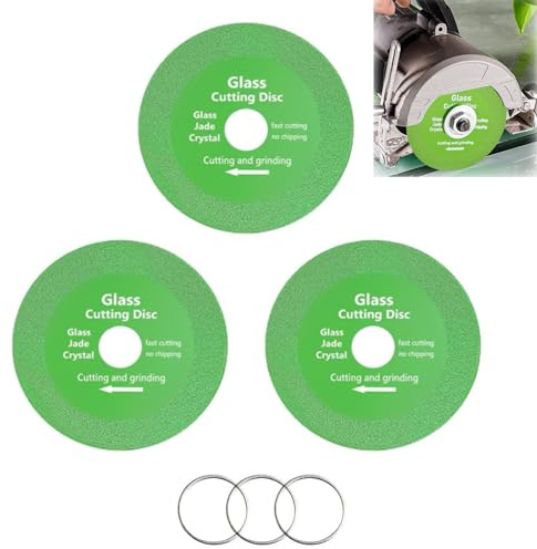 GIONAR 3 PCS Glass Cutting Disc Set, Diamond Cutting Discs for Angle Grinder, Tile Cutting Blade, Glass Grinder, Super Thin Cut Off Wheels for Ceramics, Jade, Crystal,3 PCS Washers