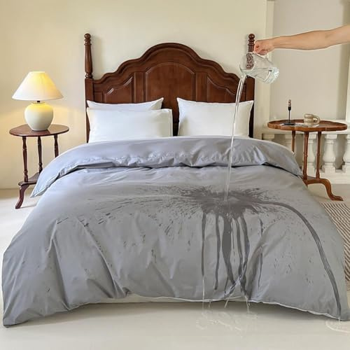 Wasserdichter Bettdeckenbezug, grau, 135 x 200 cm, Einzelbett | Einseitige, wasserdichte Schutzhülle, hypoallergen, milbendicht, waschbar, mit Reißverschluss
