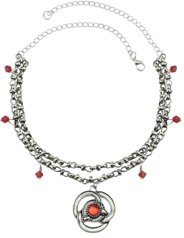 Hao Wu Xuan Película clásica estadounidense Rhaenyra Targaryen Rubí rojo Doble capa Cha Collar Joyería de moda