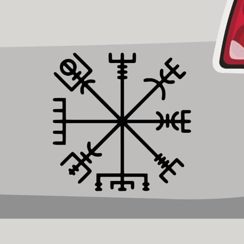 Stickerfreaks Aufkleber - Kompass der Wikinger Odin - Sticker, Folienaukleber für Auto, Motorrad, Fahrrad, Laptop, LKW (6x6cm | Schwarz)