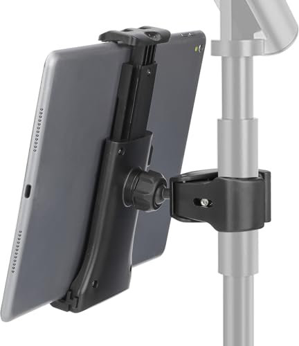 EEEKit Spin Bike Tablet Holder, 360 Adjustable Exercise Bike Handlebar Mount iPad Holder for Stationary Bicycle, Treadmill, Microphone Stand, Fit for 4.7-12.9in Devices