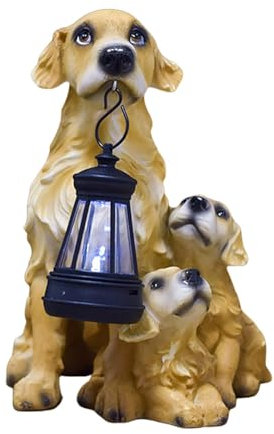 Zuasdvnk Statue solaire de jardin pour chien – Statues solaires d'extérieur en famille de chiens – 18,8 cm – Statues solaires de chiens de jardin lumineuses pour terrasse, balcon, cour