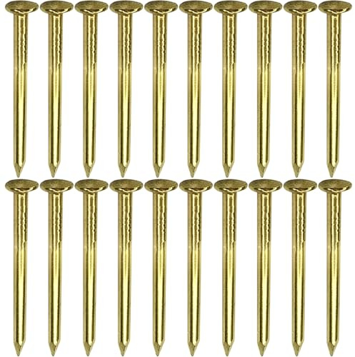 cyclingcolors 20x chiodi chiodini ottone ottonato dorato lucido mobili legno vintage antiche antichi testa tonda 1,8x35mm
