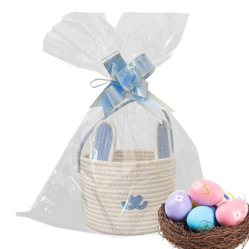 Cesta de orejas de conejo, bolsa de dulces de conejo de Pascua, cesta de conejo, bolsa de huevos de Pascua, cesta de huevos de Pascua, cesta de regalo de fiesta de Pascua, bolsa de cubo de conejo